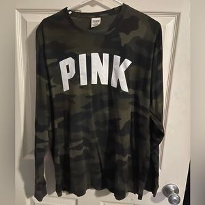 PINK Victoria’s Secret Camo Rose Long sleeve Shirt L LARGE GUC